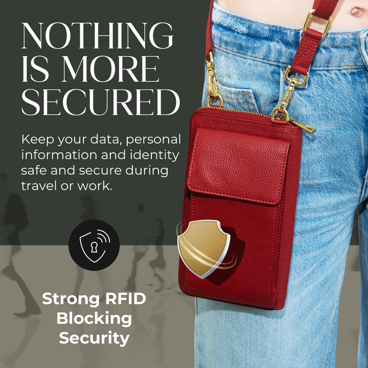 Small Crossbody Wallet Purse in Red Velvet Bliss Latte