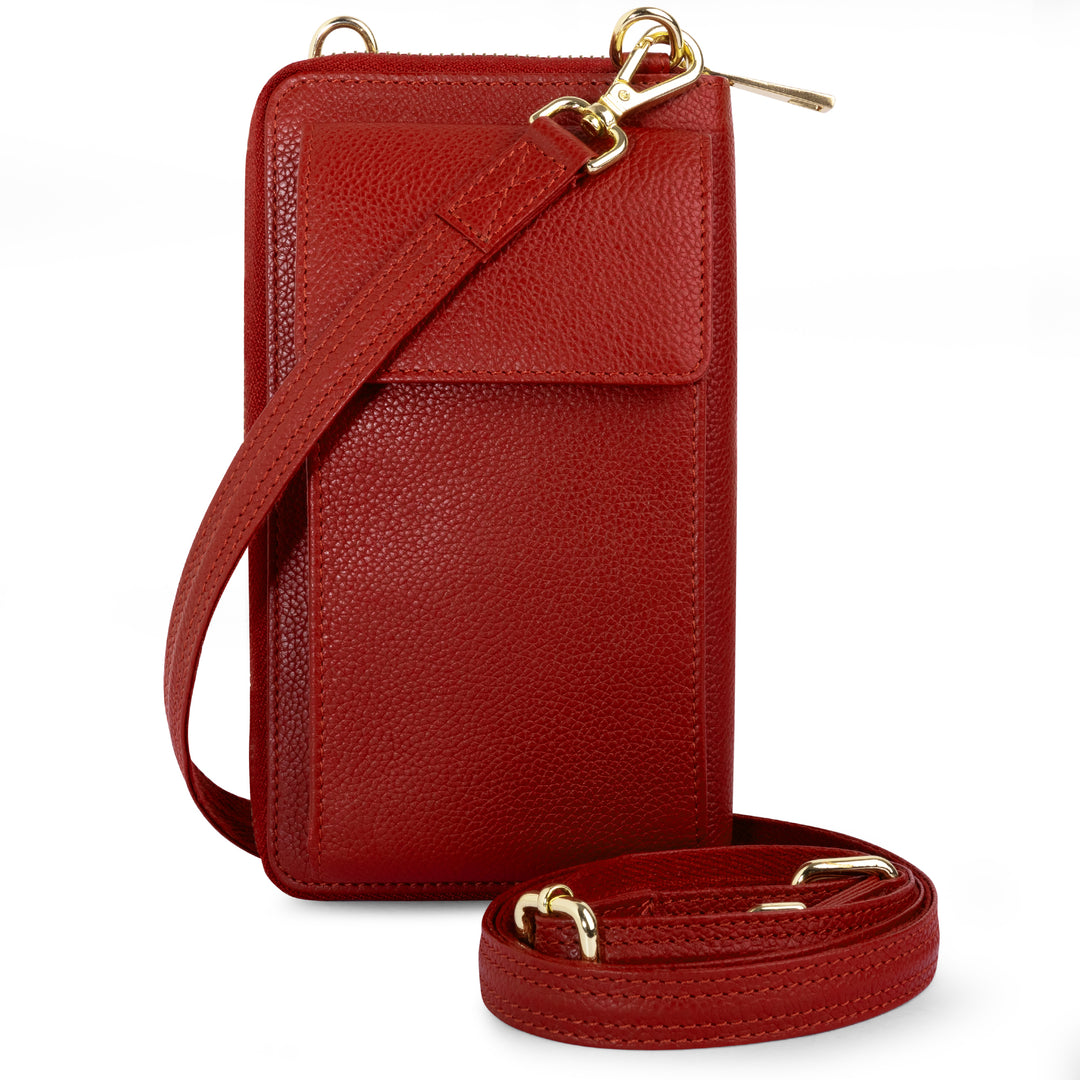 Small Crossbody Wallet Purse in Red Velvet Bliss Latte
