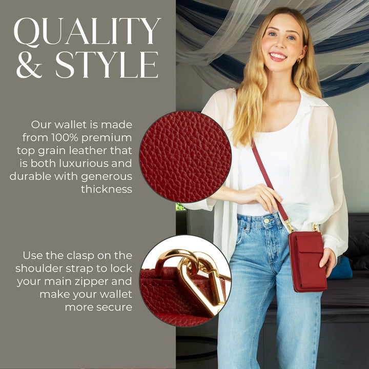 Small Crossbody Wallet Purse in Red Velvet Bliss Latte