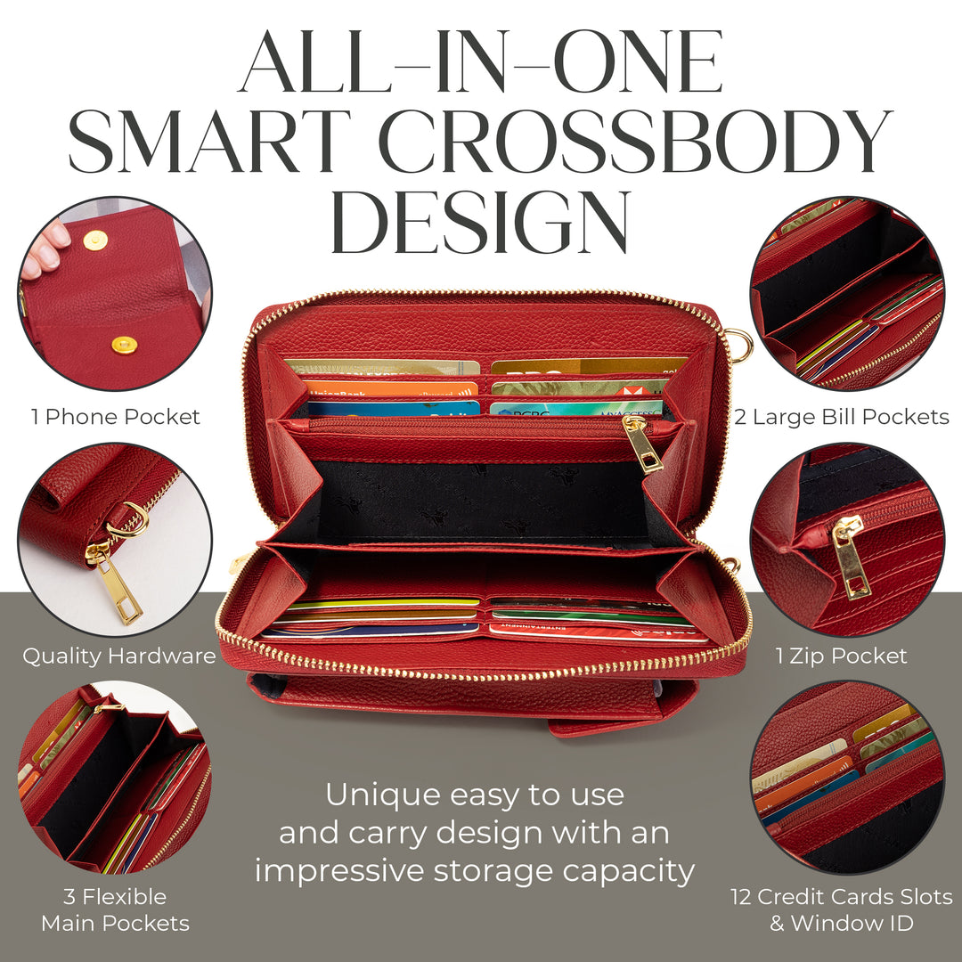 Small Crossbody Wallet Purse in Red Velvet Bliss Latte