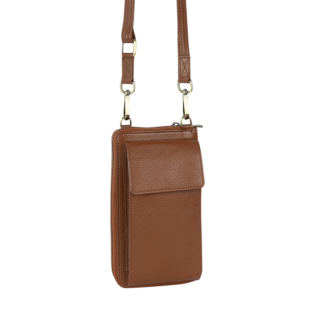Small Crossbody Wallet Purse in Rich Mocha Brown