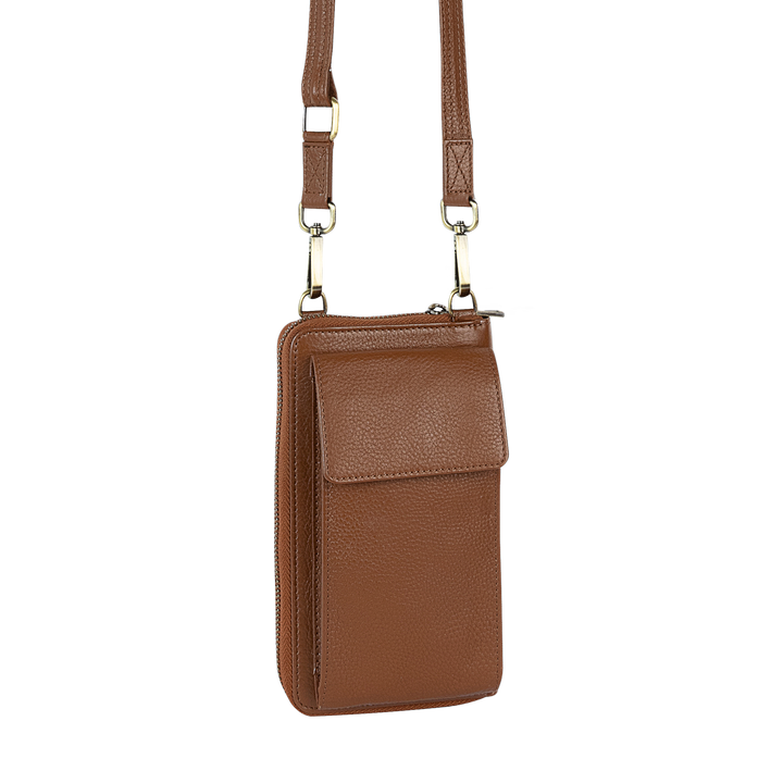 Small Crossbody Wallet Purse in Rich Mocha Brown