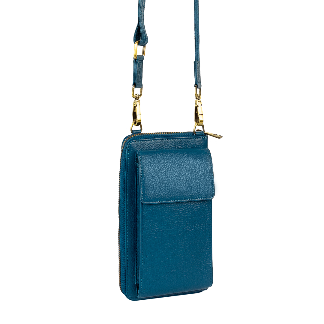 Small Crossbody Wallet Purse in Celestial Blue Moon Chai