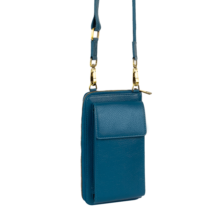 Small Crossbody Wallet Purse in Celestial Blue Moon Chai