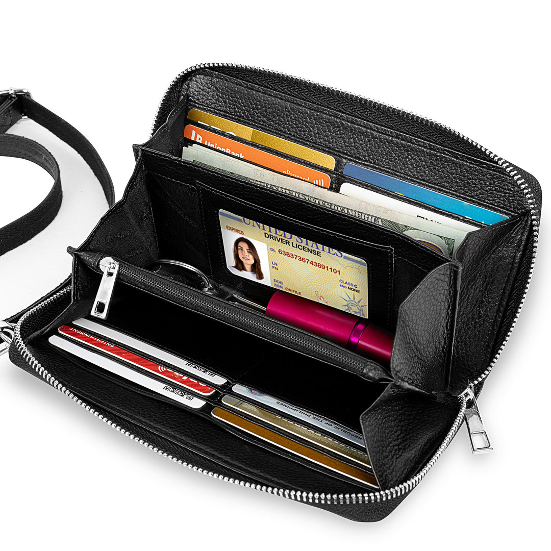Small Crossbody Wallet Purse in Black Diamond Espresso