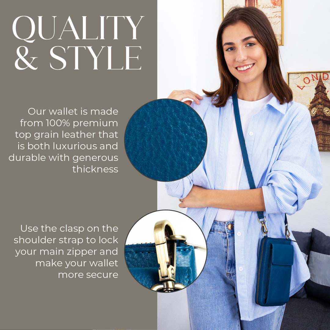 Small Crossbody Wallet Purse in Celestial Blue Moon Chai