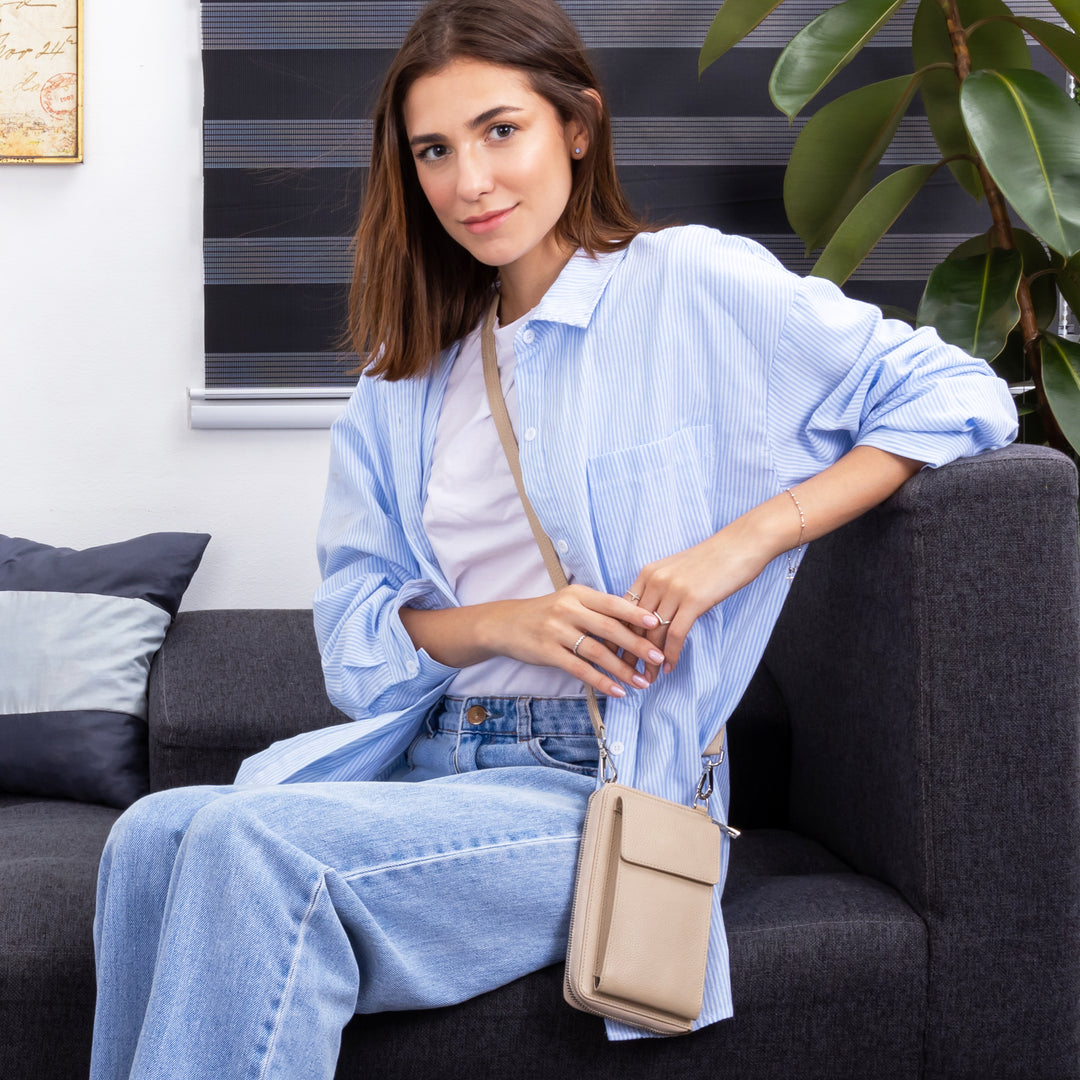 Small Crossbody Wallet Purse in Divine Creamy White Mocha