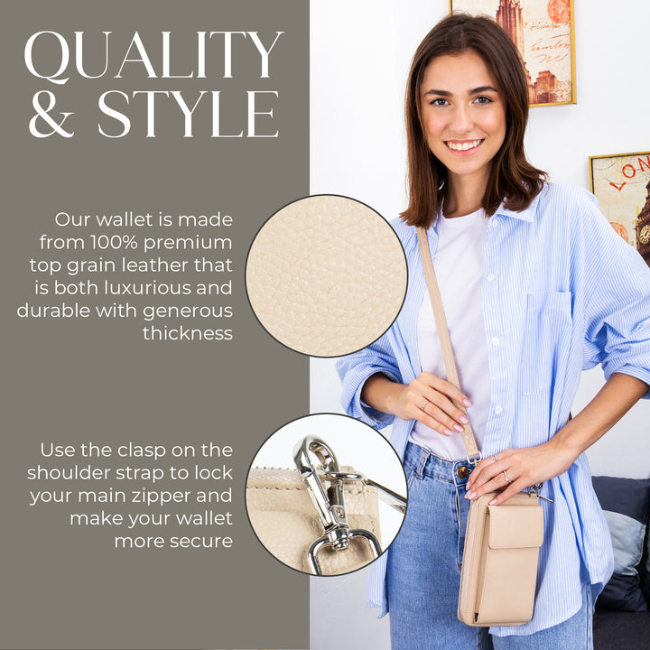 Small Crossbody Wallet Purse in Divine Creamy White Mocha