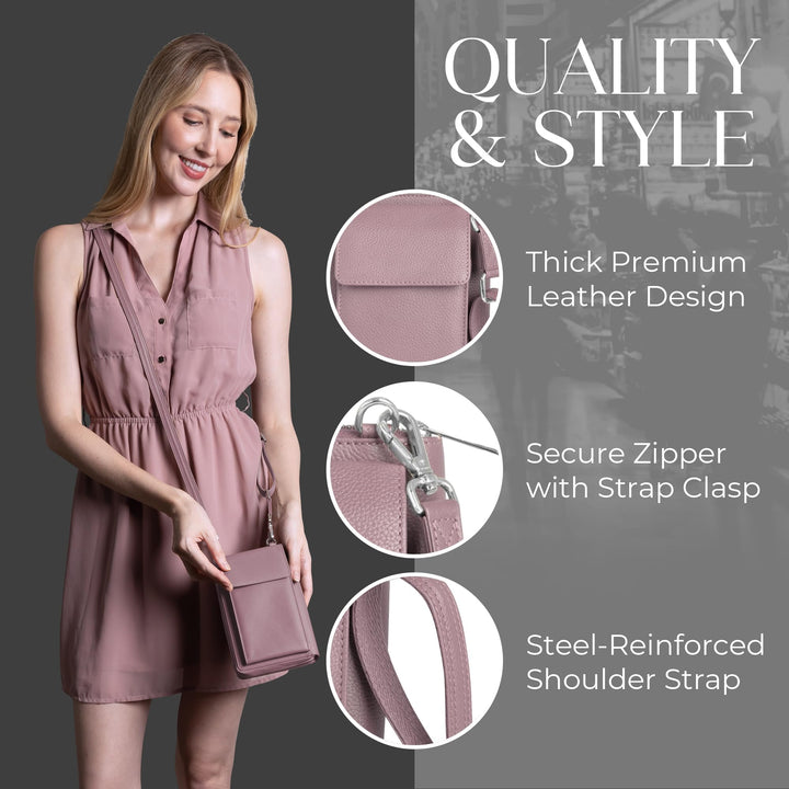 XtraRoom Crossbody Wallet Purse in Nude Pink Velvet Latte