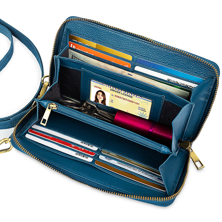 Small Crossbody Wallet Purse in Celestial Blue Moon Chai