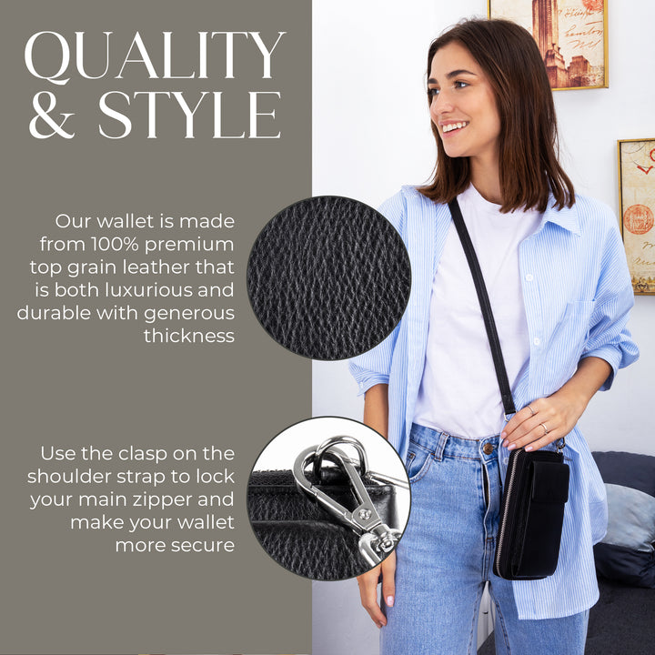 Small Crossbody Wallet Purse in Black Diamond Espresso