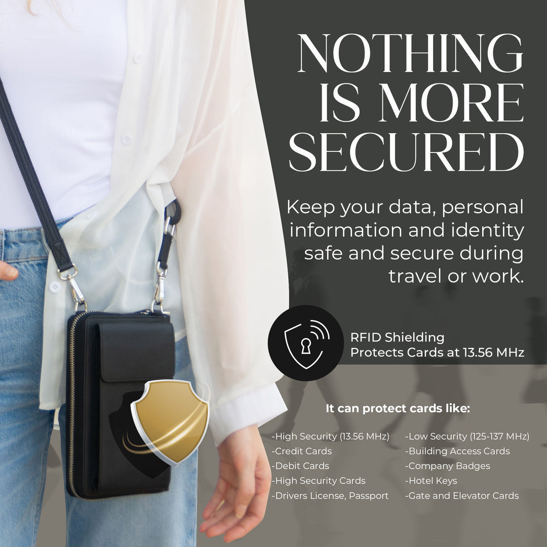 XtraRoom Crossbody Wallet Purse in Black Diamond Espresso