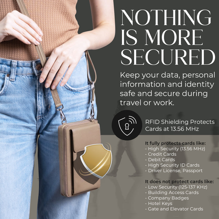 XtraRoom Crossbody Wallet Purse in Soft Grey Whisper Frappe