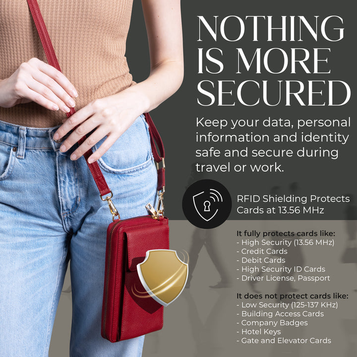 XtraRoom Crossbody Wallet Purse in Red Velvet Bliss Latte