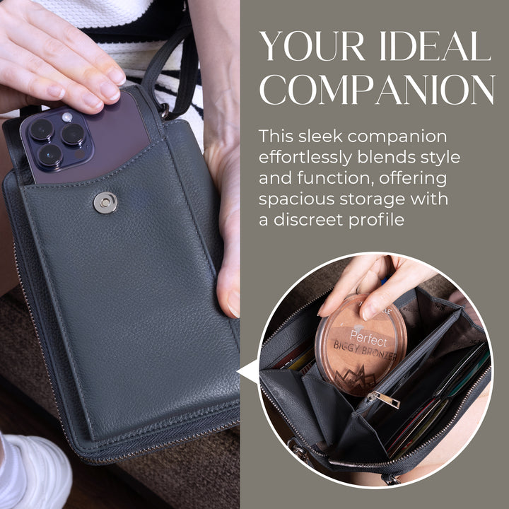 XtraRoom Crossbody Wallet Purse in Mystical Grey Dragon Delight