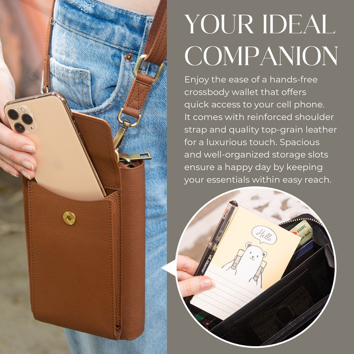 XtraRoom Crossbody Wallet Purse in Rich Mocha Brown