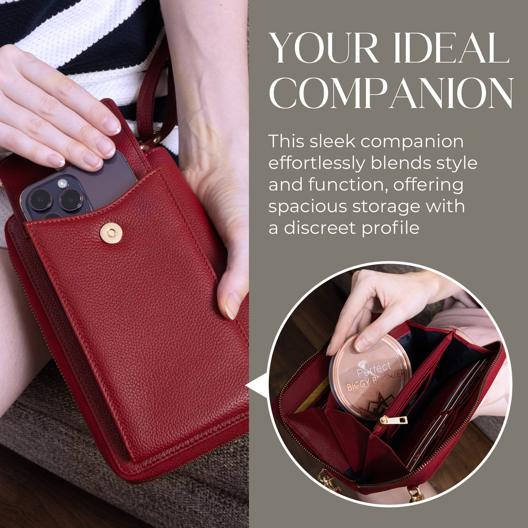 XtraRoom Crossbody Wallet Purse in Red Velvet Bliss Latte