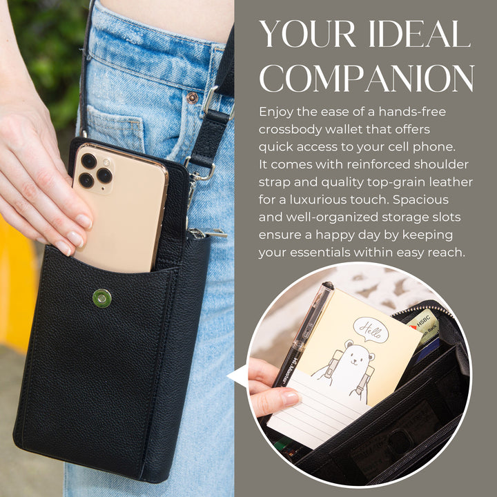 XtraRoom Crossbody Wallet Purse in Black Diamond Espresso