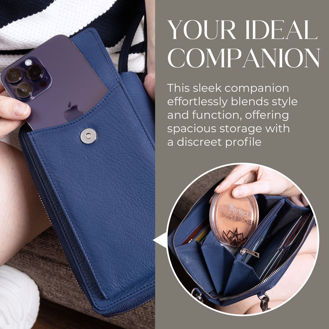 XtraRoom Crossbody Wallet Purse in Sapphire Blue Sunset Refresher