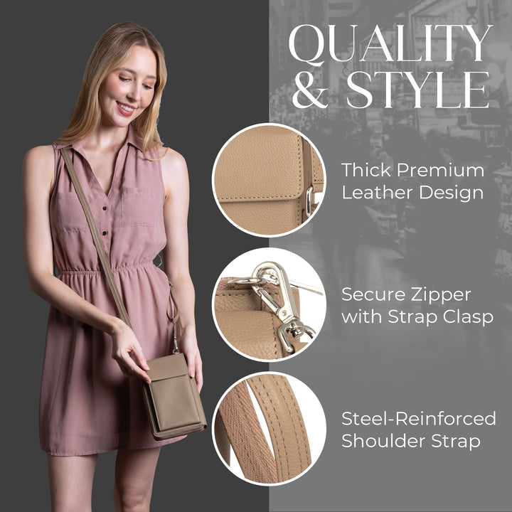 XtraRoom Crossbody Wallet Purse in Soft Grey Whisper Frappe