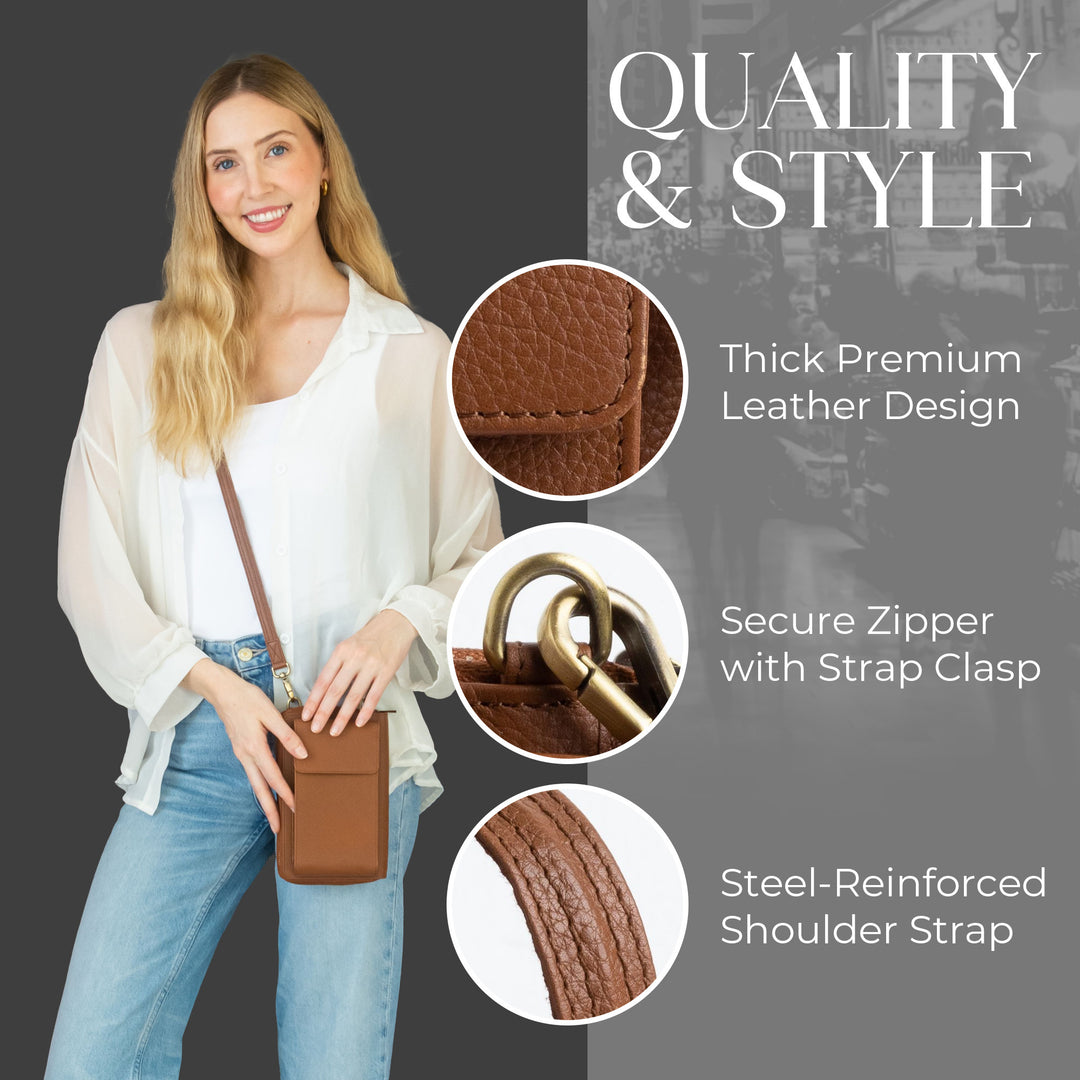 XtraRoom Crossbody Wallet Purse in Rich Mocha Brown