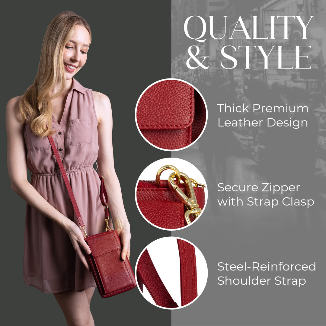 XtraRoom Crossbody Wallet Purse in Red Velvet Bliss Latte