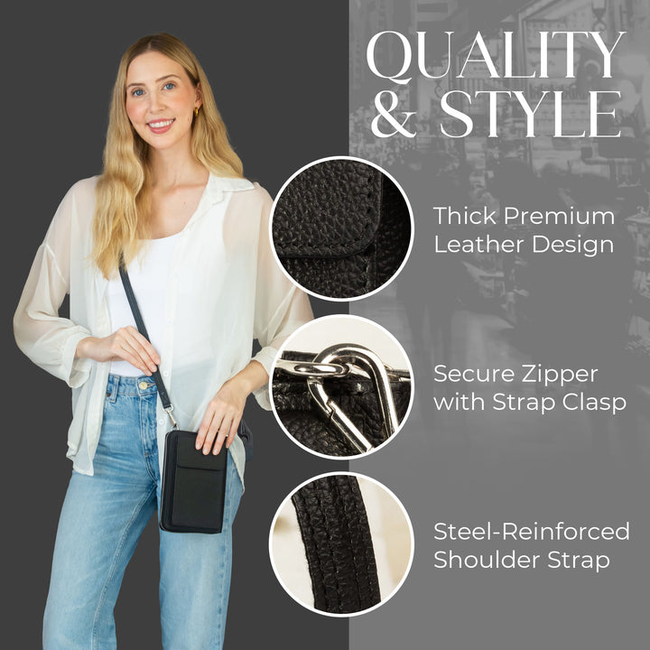 XtraRoom Crossbody Wallet Purse in Black Diamond Espresso