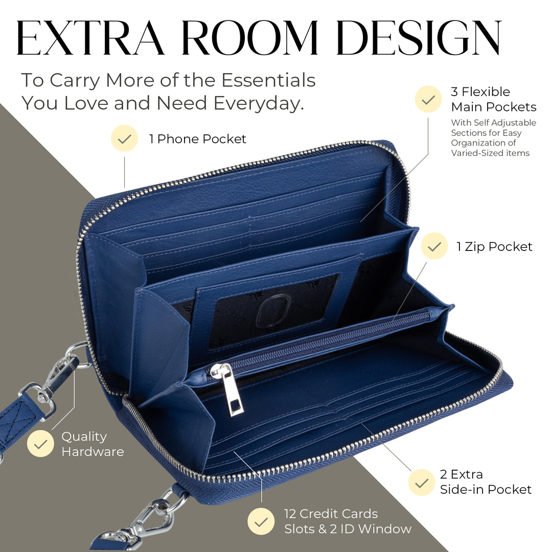 XtraRoom Crossbody Wallet Purse in Sapphire Blue Sunset Refresher