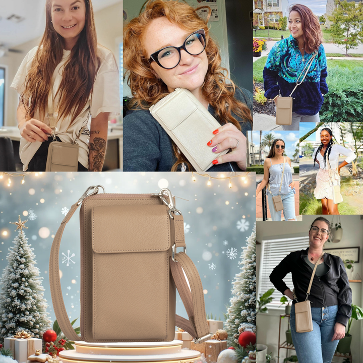 XtraRoom Crossbody Wallet Purse in Soft Grey Whisper Frappe