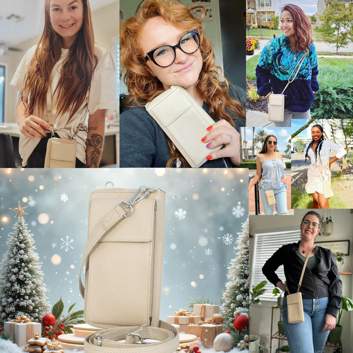 Small Crossbody Wallet Purse in Divine Creamy White Mocha