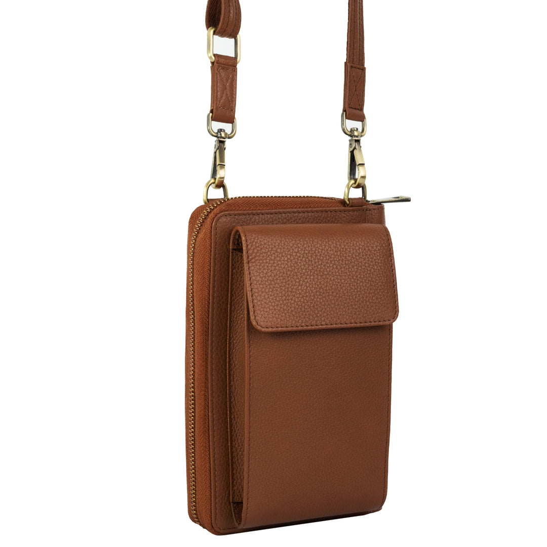 XtraRoom Crossbody Wallet Purse in Rich Mocha Brown