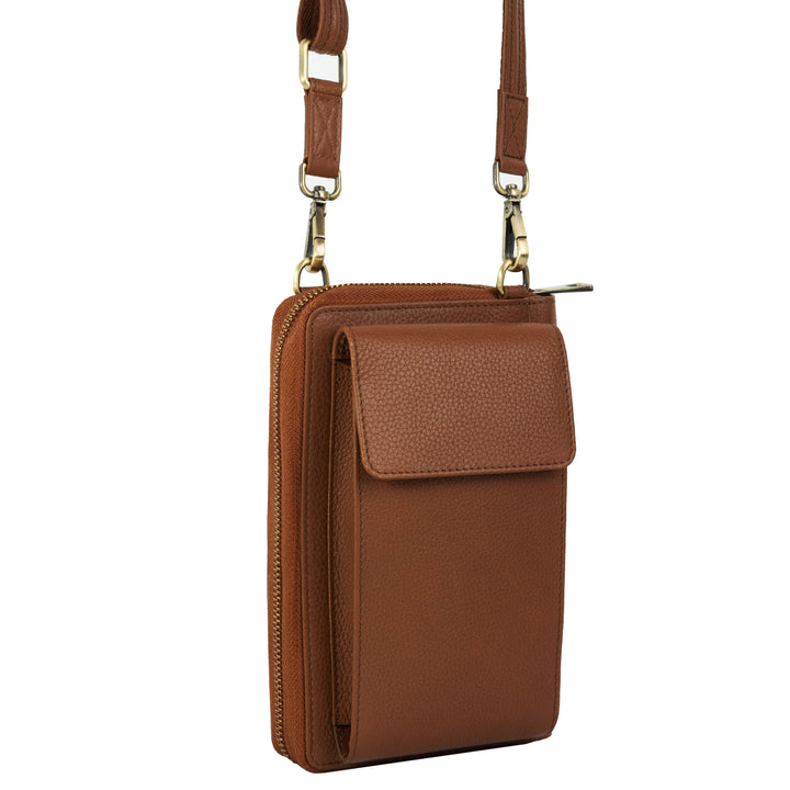 XtraRoom Crossbody Wallet Purse in Rich Mocha Brown