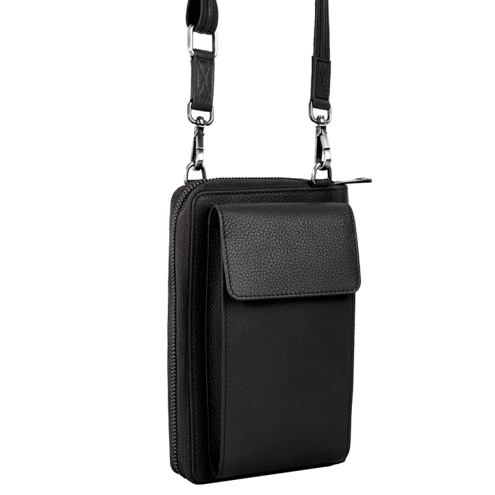 XtraRoom Crossbody Wallet Purse in Black Diamond Espresso