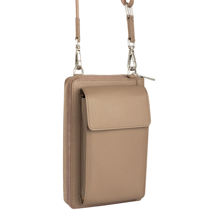 XtraRoom Crossbody Wallet Purse in Soft Grey Whisper Frappe