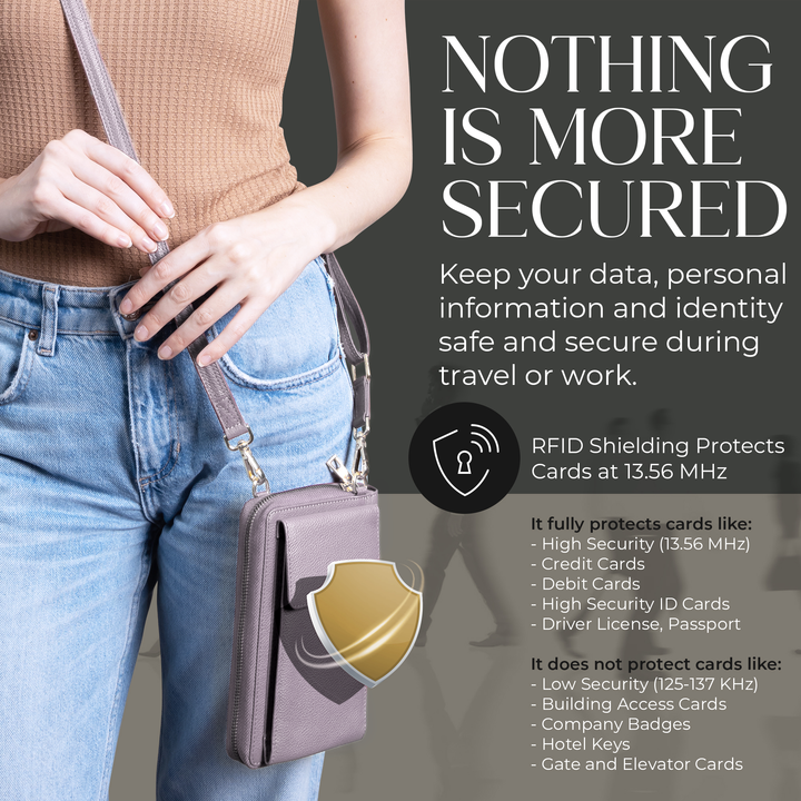 XtraRoom Crossbody Wallet Purse in Nude Pink Velvet Latte