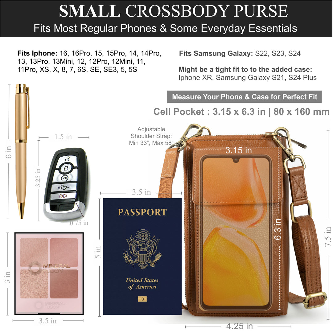 Small Crossbody Wallet Purse in Rich Mocha Brown