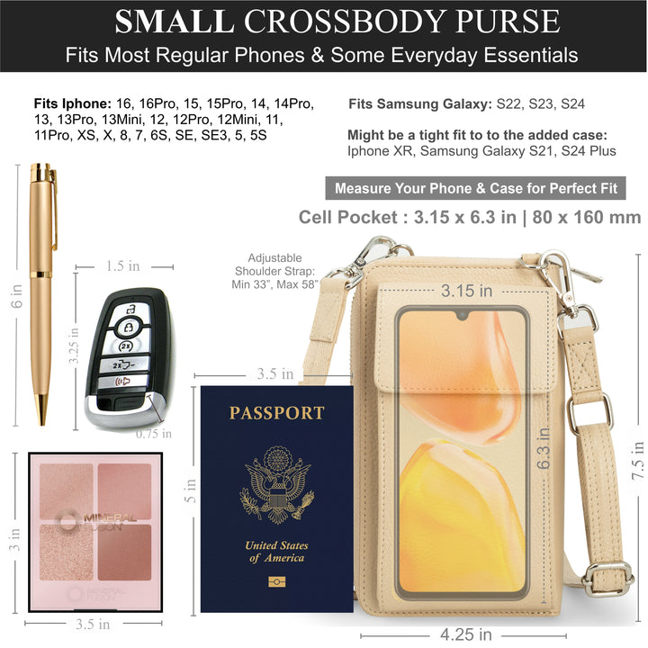 Small Crossbody Wallet Purse in Divine Creamy White Mocha