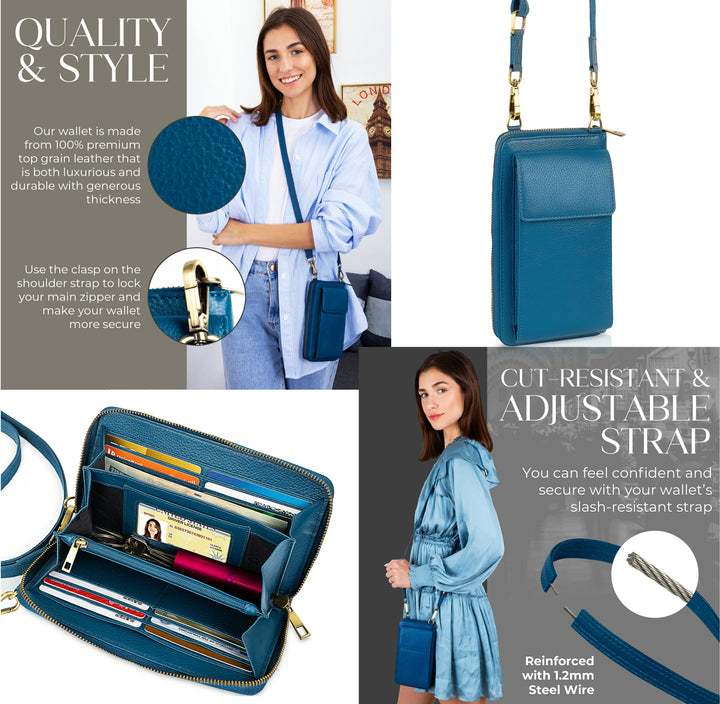 Small Crossbody Wallet Purse in Celestial Blue Moon Chai