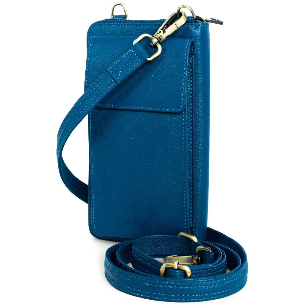 Small Crossbody Wallet Purse in Celestial Blue Moon Chai