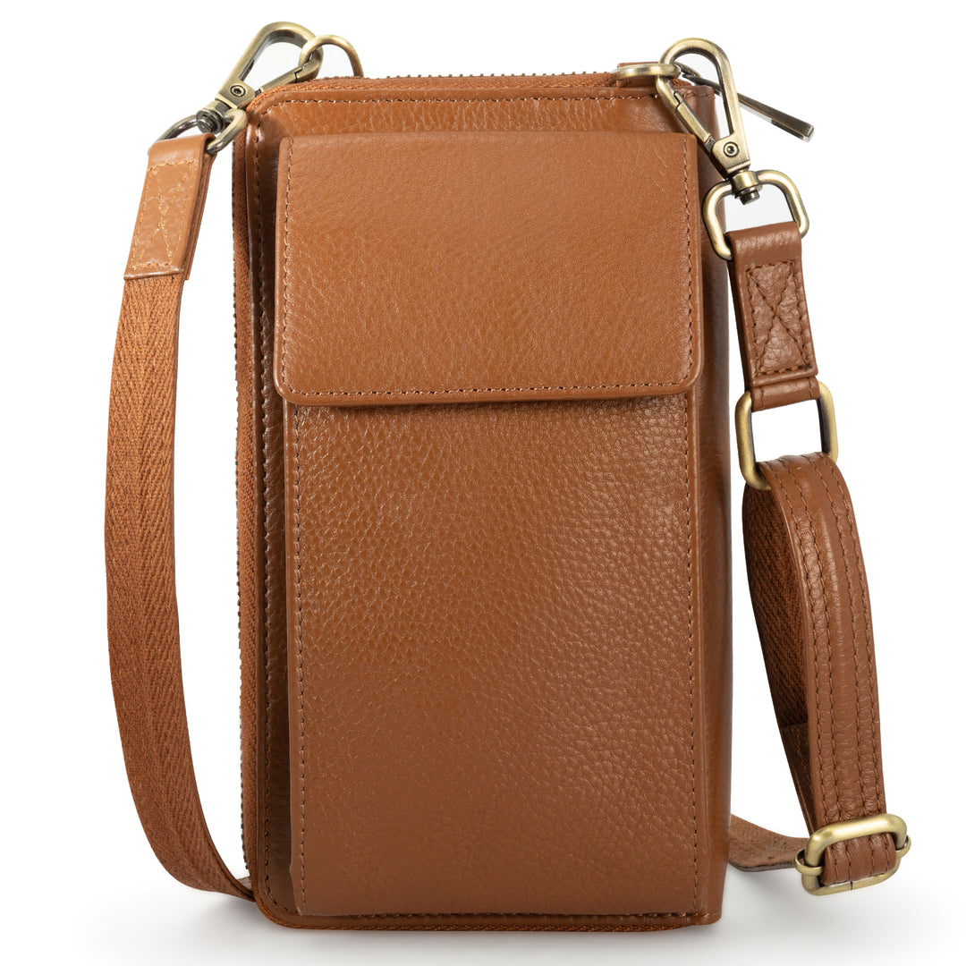 XtraRoom Crossbody Wallet Purse in Rich Mocha Brown
