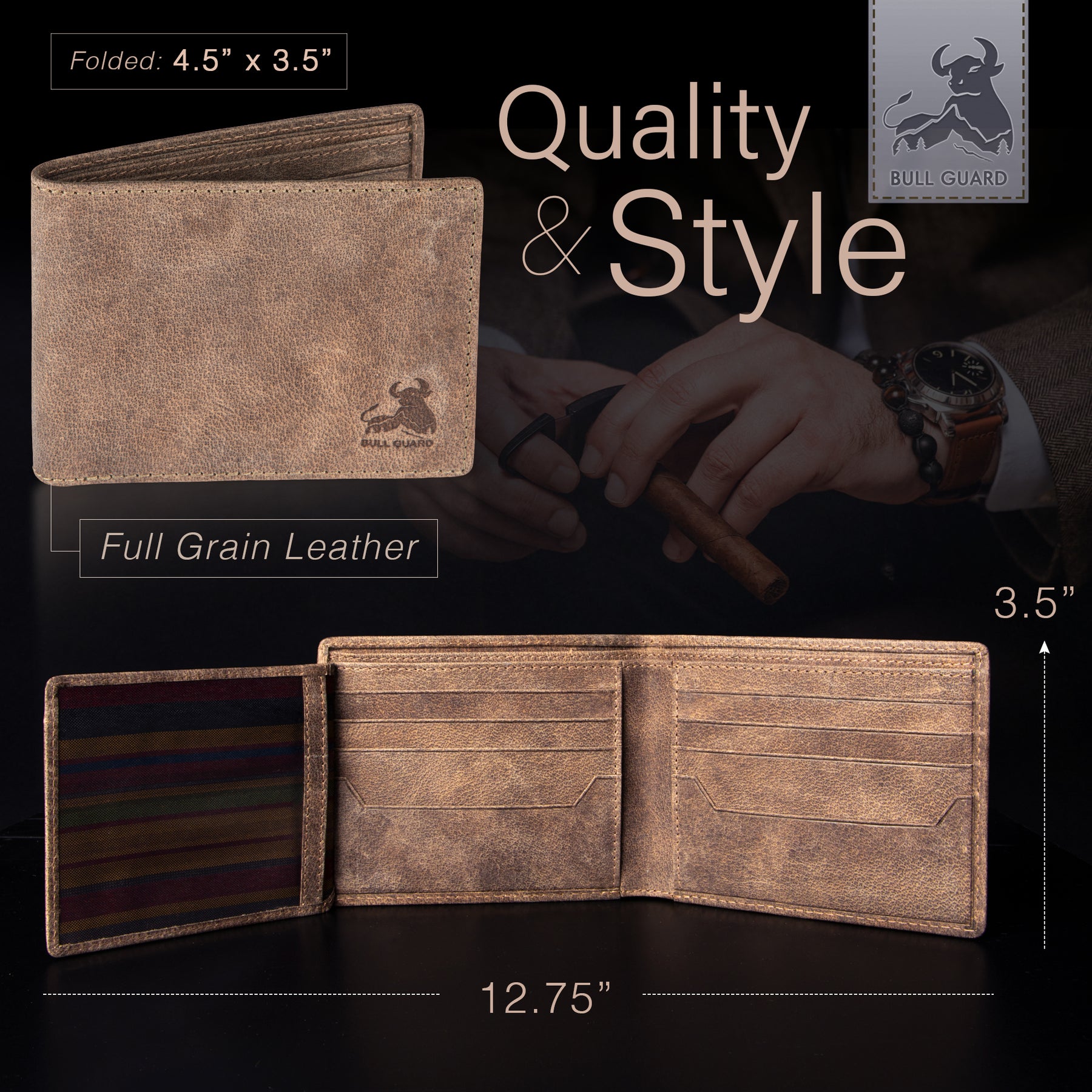 2 ID Leather Wallet – Bull Guard